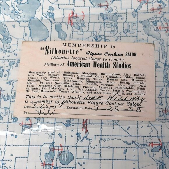 Vintage Gym Membership Card Silhouette Figure Contour Salon by American Health S - Picture 1 of 2